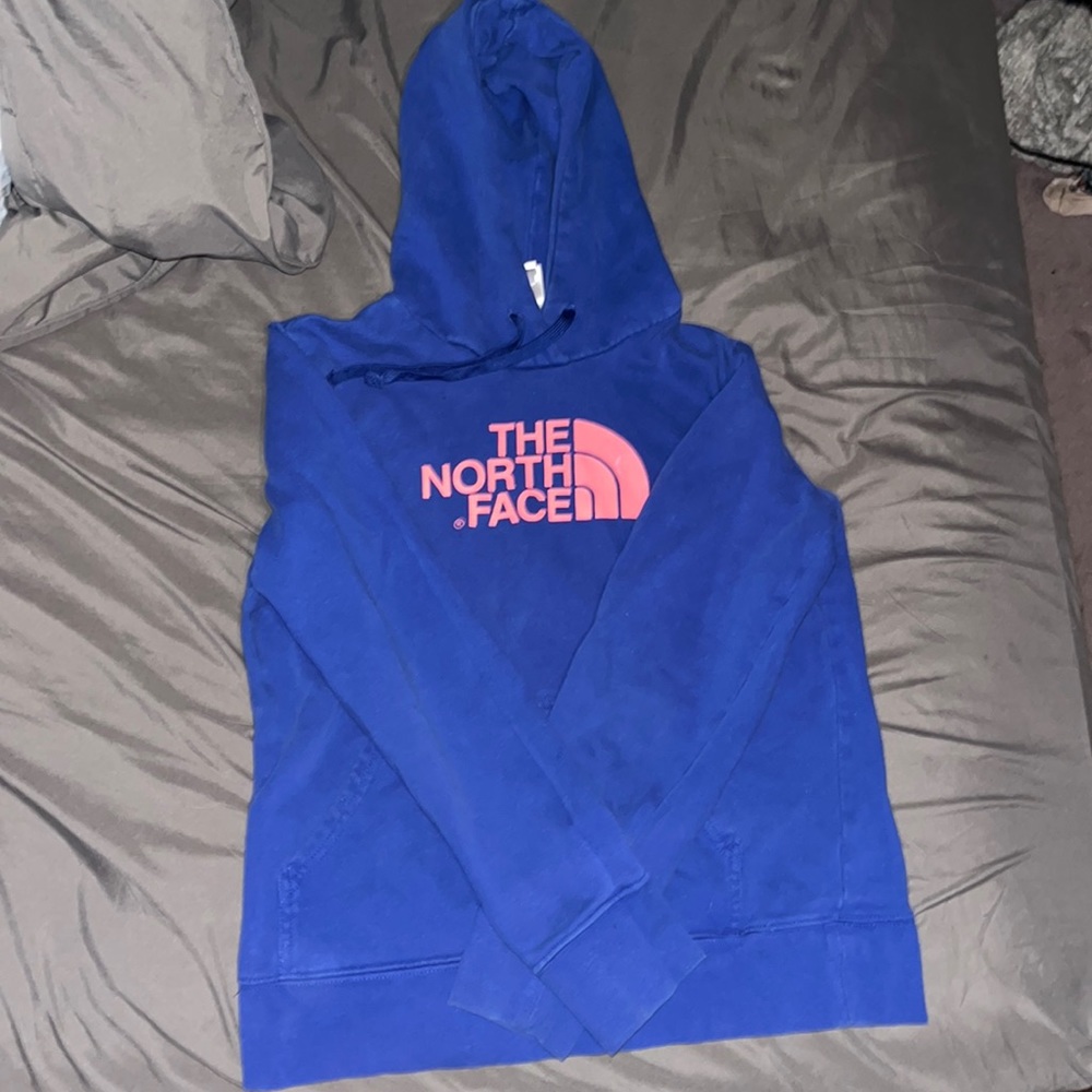 Blue and Pink North Face Sweatshirt